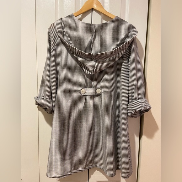 Jones New York~Washable Linen Blend A-Line Hooded Jacket~Super Flattering! - Picture 11 of 12